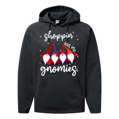 Shopping With My Gnomies Cute Xmas Gnomes Lover Christmas Performance Fleece Hoodie