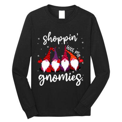 Shopping With My Gnomies Cute Xmas Gnomes Lover Christmas Long Sleeve Shirt