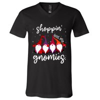 Shopping With My Gnomies Cute Xmas Gnomes Lover Christmas V-Neck T-Shirt