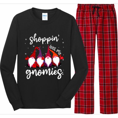 Shopping With My Gnomies Cute Xmas Gnomes Lover Christmas Long Sleeve Pajama Set