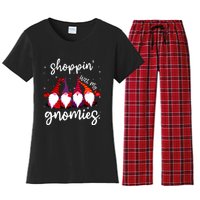 Shopping With My Gnomies Cute Xmas Gnomes Lover Christmas Women's Flannel Pajama Set