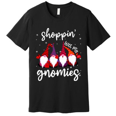 Shopping With My Gnomies Cute Xmas Gnomes Lover Christmas Premium T-Shirt