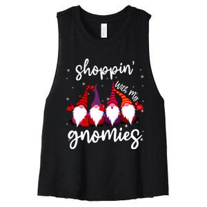 Shopping With My Gnomies Cute Xmas Gnomes Lover Christmas Women's Racerback Cropped Tank