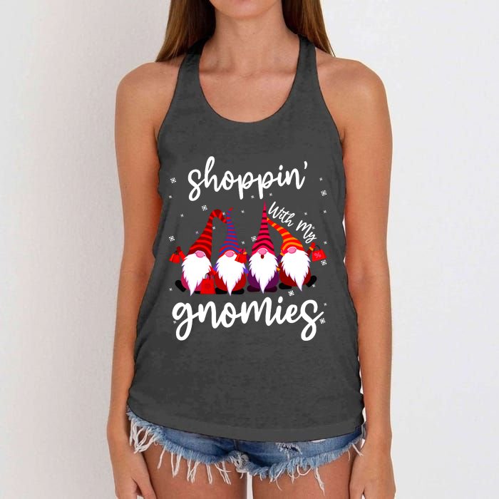 Shopping With My Gnomies Cute Xmas Gnomes Lover Christmas Women's Knotted Racerback Tank