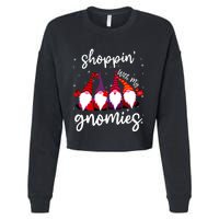 Shopping With My Gnomies Cute Xmas Gnomes Lover Christmas Cropped Pullover Crew