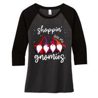 Shopping With My Gnomies Cute Xmas Gnomes Lover Christmas Women's Tri-Blend 3/4-Sleeve Raglan Shirt