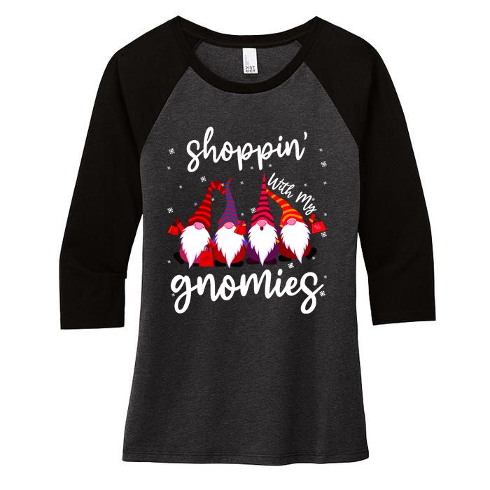 Shopping With My Gnomies Cute Xmas Gnomes Lover Christmas Women's Tri-Blend 3/4-Sleeve Raglan Shirt