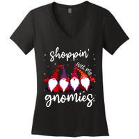 Shopping With My Gnomies Cute Xmas Gnomes Lover Christmas Women's V-Neck T-Shirt