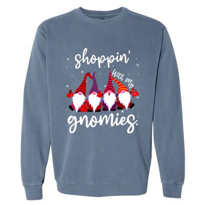 Shopping With My Gnomies Cute Xmas Gnomes Lover Christmas Garment-Dyed Sweatshirt