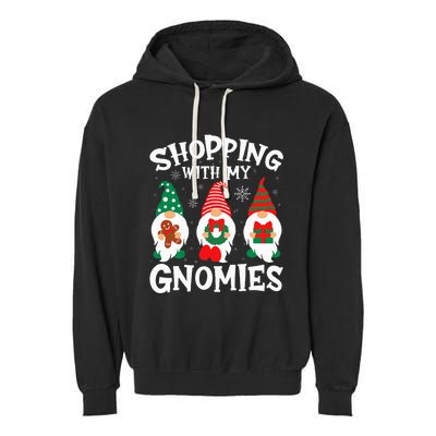 Shopping With My Gnomies Hanging Out Funny Christmas Family Garment-Dyed Fleece Hoodie