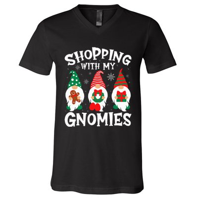 Shopping With My Gnomies Hanging Out Funny Christmas Family V-Neck T-Shirt