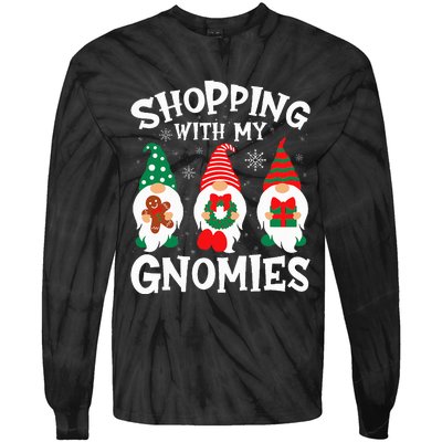 Shopping With My Gnomies Hanging Out Funny Christmas Family Tie-Dye Long Sleeve Shirt