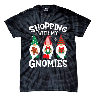 Shopping With My Gnomies Hanging Out Funny Christmas Family Tie-Dye T-Shirt