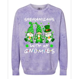 Shenanigans With My Gnomies Shamrock Happy St Patricks Day Colorblast Crewneck Sweatshirt