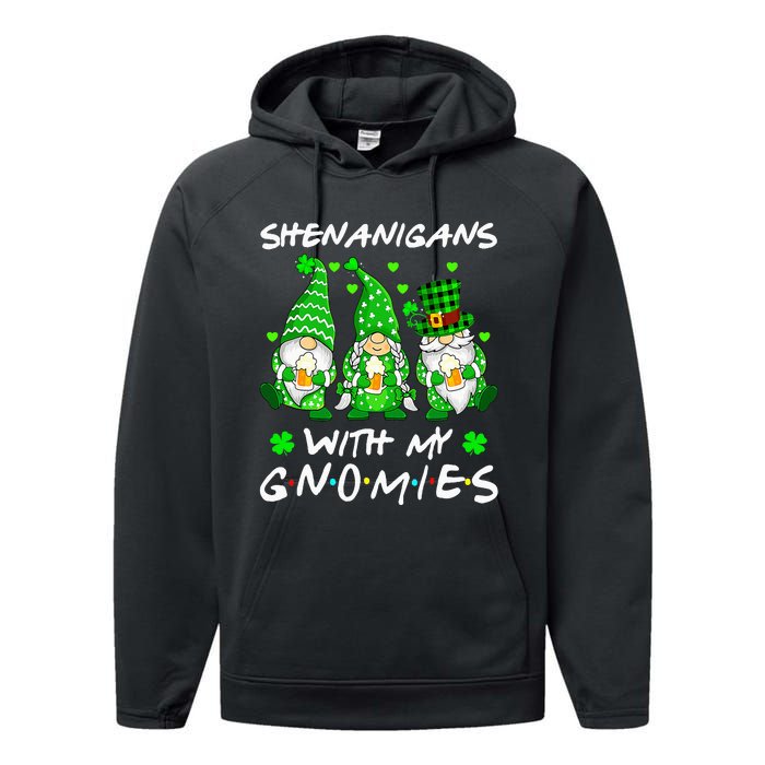 Shenanigans With My Gnomies Shamrock Happy St Patricks Day Performance Fleece Hoodie