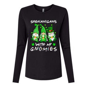 Shenanigans With My Gnomies Shamrock Happy St Patricks Day Womens Cotton Relaxed Long Sleeve T-Shirt