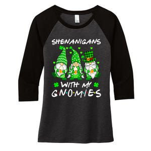 Shenanigans With My Gnomies Shamrock Happy St Patricks Day Women's Tri-Blend 3/4-Sleeve Raglan Shirt