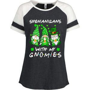 Shenanigans With My Gnomies Shamrock Happy St Patricks Day Enza Ladies Jersey Colorblock Tee