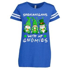 Shenanigans With My Gnomies Shamrock Happy St Patricks Day Enza Ladies Jersey Football T-Shirt