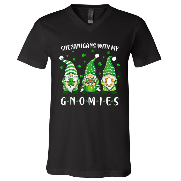 Shenanigans With My Gnomies St Patricks Day Gnome V-Neck T-Shirt