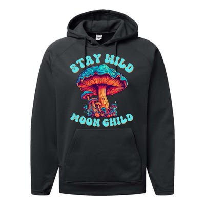 Stay Wild Moon Child Colorful TieDye Psychedelic LSD Magic Mushrooms Pop Culture Performance Fleece Hoodie