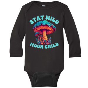 Stay Wild Moon Child Colorful TieDye Psychedelic LSD Magic Mushrooms Pop Culture Baby Long Sleeve Bodysuit