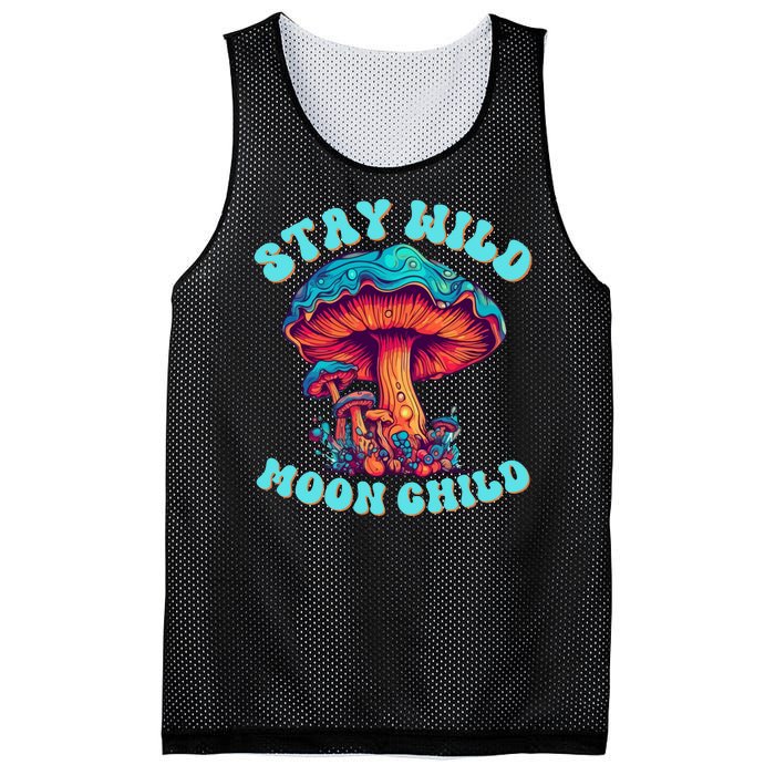 Stay Wild Moon Child Colorful TieDye Psychedelic LSD Magic Mushrooms Pop Culture Mesh Reversible Basketball Jersey Tank