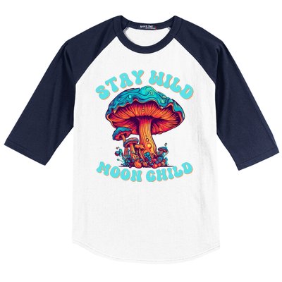 Stay Wild Moon Child Colorful TieDye Psychedelic LSD Magic Mushrooms Pop Culture Baseball Sleeve Shirt