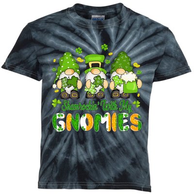 Shamrockin' With My Gnomies green St Patricks Day Kids Tie-Dye T-Shirt