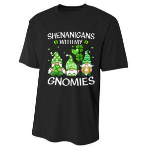 Shenanigans With My Gnomies Lucky Shamrock St Patricks Day Performance Sprint T-Shirt