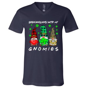 Shenanigans With My Gnomies Shamrock St Patrick's Day Gnome V-Neck T-Shirt