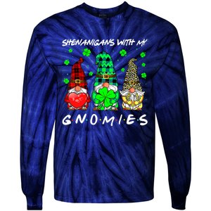 Shenanigans With My Gnomies Shamrock St Patrick's Day Gnome Tie-Dye Long Sleeve Shirt