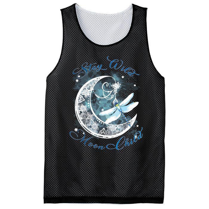 Stay Wild Moon ChildDragonfly Hippie Gift Mesh Reversible Basketball Jersey Tank