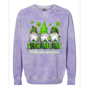 Shenanigans With My Gnomies St Patrick's Day Gnome Shamrock Colorblast Crewneck Sweatshirt