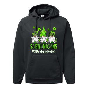 Shenanigans With My Gnomies St Patrick's Day Gnome Shamrock Performance Fleece Hoodie