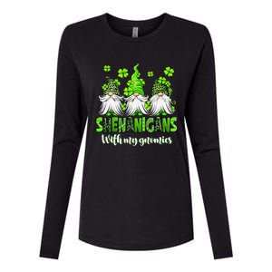 Shenanigans With My Gnomies St Patrick's Day Gnome Shamrock Womens Cotton Relaxed Long Sleeve T-Shirt