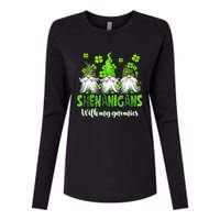 Shenanigans With My Gnomies St Patrick's Day Gnome Shamrock Womens Cotton Relaxed Long Sleeve T-Shirt