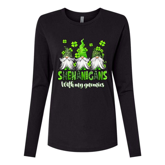 Shenanigans With My Gnomies St Patrick's Day Gnome Shamrock Womens Cotton Relaxed Long Sleeve T-Shirt