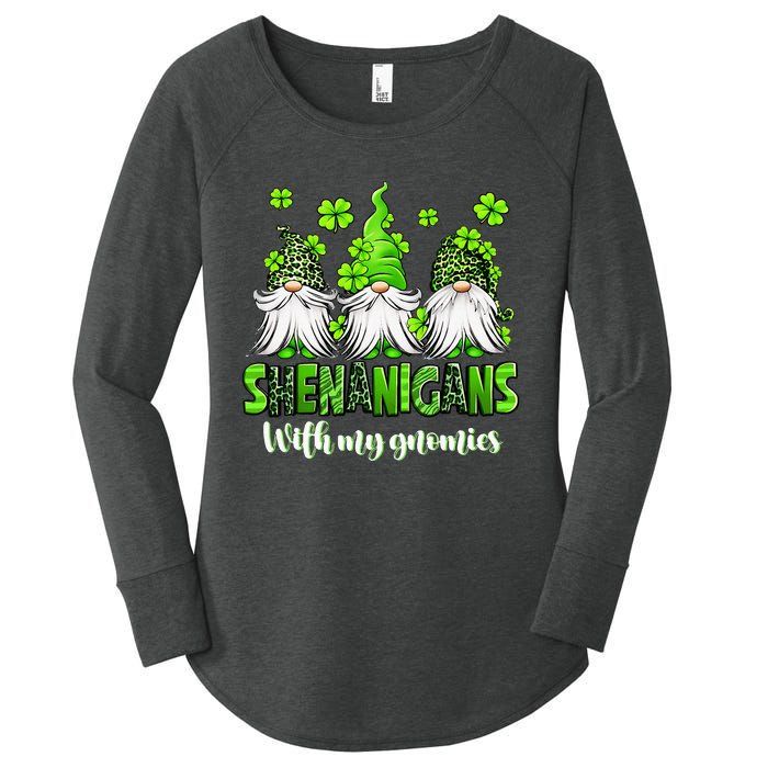 Shenanigans With My Gnomies St Patrick's Day Gnome Shamrock Women's Perfect Tri Tunic Long Sleeve Shirt