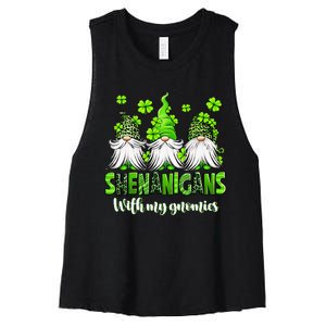 Shenanigans With My Gnomies St Patrick's Day Gnome Shamrock Women's Racerback Cropped Tank