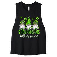 Shenanigans With My Gnomies St Patrick's Day Gnome Shamrock Women's Racerback Cropped Tank