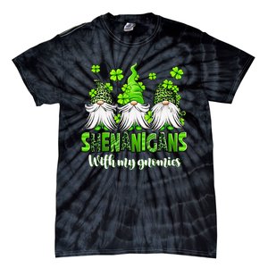 Shenanigans With My Gnomies St Patrick's Day Gnome Shamrock Tie-Dye T-Shirt