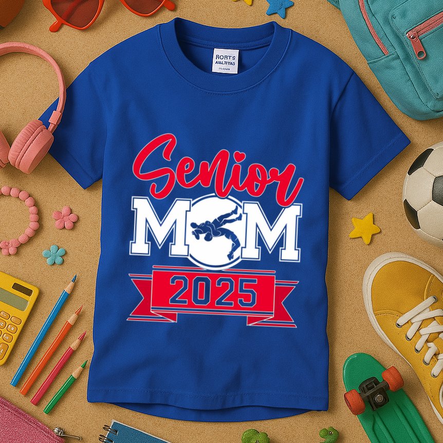 Senior Wrestling Mom Class Of 2025 Graduation Gift Kids T-Shirt