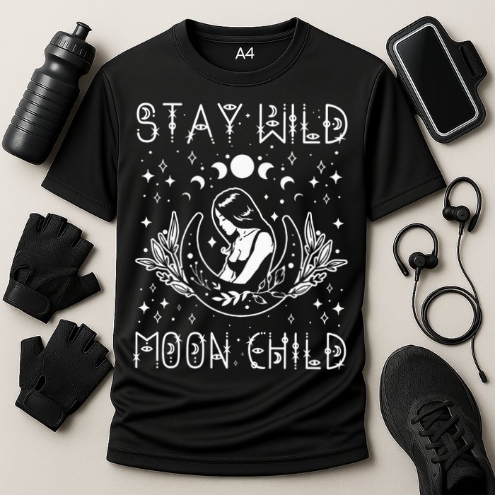 Stay Wild Moon Child Celestial Wiccan Witchy Boho Vibes Performance Shirt