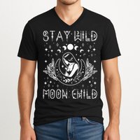 Stay Wild Moon Child Celestial Wiccan Witchy Boho Vibes V-Neck T-Shirt
