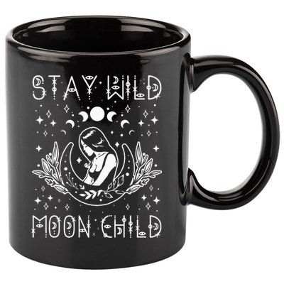 Stay Wild Moon Child Celestial Wiccan Witchy Boho Vibes 11oz C Handle Ceramic Mug
