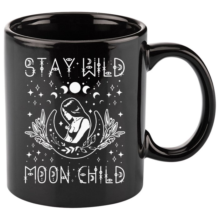 Stay Wild Moon Child Celestial Wiccan Witchy Boho Vibes 11oz C Handle Ceramic Mug