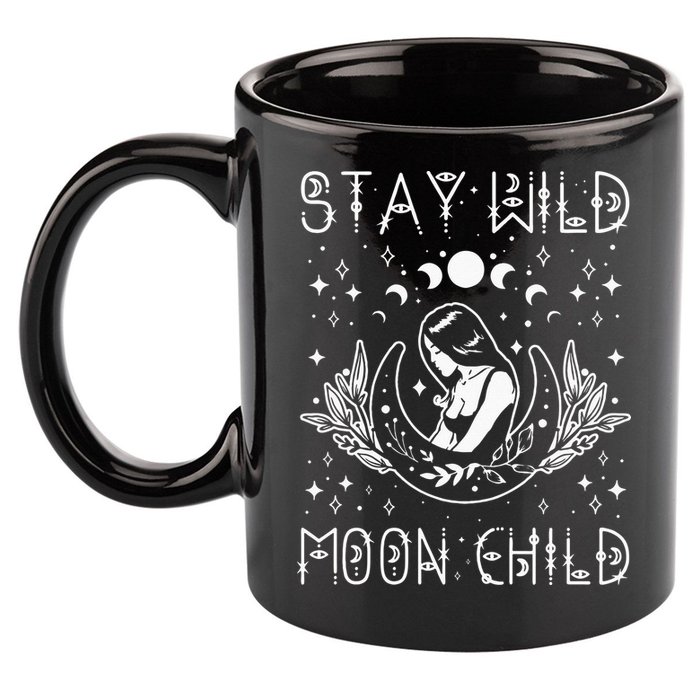 Stay Wild Moon Child Celestial Wiccan Witchy Boho Vibes 11oz C Handle Ceramic Mug