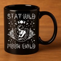 Stay Wild Moon Child Celestial Wiccan Witchy Boho Vibes 11oz C Handle Ceramic Mug