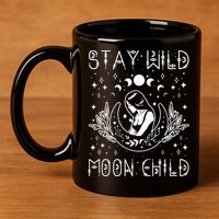 Stay Wild Moon Child Celestial Wiccan Witchy Boho Vibes 11oz C Handle Ceramic Mug